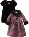 Blueberi Boulevard Baby Girls Infant Boucle Coat Velvet Set, Multi, 12 Months