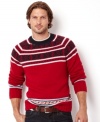Handsome and bold is this fairisle stripe pattern sweater by Nautica.