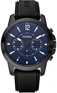 Fossil Grant Silicone Watch - Black with Blue Fossil Grant Silicone Watch - Black with Blue