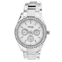 Fossil Women's ES2821 Combination stainless steel with translucent plastic case and bracelet White satin dial Watch Fossil Women's ES2821 Combination stainless steel with translucent plastic case and bracelet White satin dial Watch