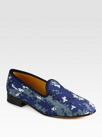 Not your typical military-style camo, this bold, digitized update, with grosgrain trim, is perfect for the contemporary man-of-style.Cotton upperPadded insoleLeather soleMade in Italy Not your typical military-style camo, this bold, digitized update, with grosgrain trim, is perfect for the contemporary man-of-style.Cotton upperPadded insoleLeather soleMade in Italy