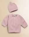 Cuddle baby in this soft cotton knit with matching hat. Button front Cotton; machine wash Imported