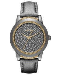 Smoky crystals bring an air of allure to this leather watch from DKNY. Smoky crystals bring an air of allure to this leather watch from DKNY.