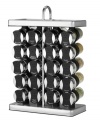 Inspired by the neat, tasteful organization of wine racks, this space-saving structure sits flush against the wall, providing immediate access to 20 extraordinary herbs and spices. Limited lifetime warranty.