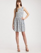 Delicately-printed silk crafted in a full-skirted frock with a sleek, top-fit bodice.Round-neckSleevelessSet-in waistGathered skirtCenter back zipperAbout 20 from natural waistSilkDry cleanImportedModel shown is 5'10 (177cm) wearing US size 4.