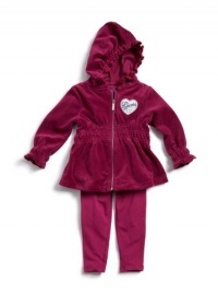 GUESS Kids Girls Smocked Waist Hoodie, DARK PINK (2T) GUESS Kids Girls Smocked Waist Hoodie, DARK PINK (2T)
