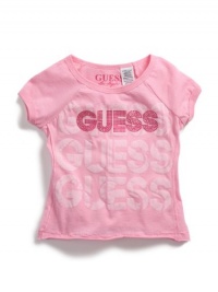 GUESS Kids Girls Short-Sleeve Raglan Logo Tee, PINK (5/6) GUESS Kids Girls Short-Sleeve Raglan Logo Tee, PINK (5/6)