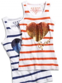 GUESS Kids Girls Striped Tank Top with Sequins, DARK BLUE (2T) GUESS Kids Girls Striped Tank Top with Sequins, DARK BLUE (2T)
