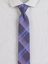 Modern check print pattern woven in fine Italian silk.SilkAbout 2¼ wideDry cleanMade in Italy Modern check print pattern woven in fine Italian silk.SilkAbout 2¼ wideDry cleanMade in Italy