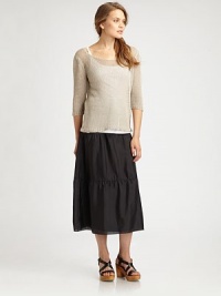 Made from fine Italian linen, this boxy knit offers a relaxed fit and refined style.ScoopneckThree-quarter sleevesPull-on styleAbout 22 from shoulder to hemLinenDry cleanImported of Italian fabric Model shown is 5'10 (177cm) wearing US size Small. Made from fine Italian linen, this boxy knit offers a relaxed fit and refined style.ScoopneckThree-quarter sleevesPull-on styleAbout 22 from shoulder to hemLinenDry cleanImported of Italian fabric Model shown is 5'10 (177cm) wearing US size Small.