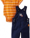 Little Me Baby-boys Newborn Elephant Overall Set, Blue, 9 Months