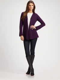 A classic style with an open front design in luxurious cashmere. Open frontLong sleeves with ribbed cuffsRibbed hemCashmereAbout 30 from shoulder to hemDry cleanImported A classic style with an open front design in luxurious cashmere. Open frontLong sleeves with ribbed cuffsRibbed hemCashmereAbout 30 from shoulder to hemDry cleanImported