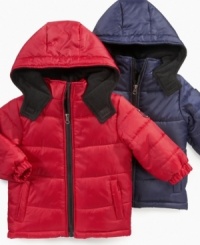 Dress him in his favorite color and keep him snug and warm all winter long with one of these puffer jackets from iExtreme. Dress him in his favorite color and keep him snug and warm all winter long with one of these puffer jackets from iExtreme.
