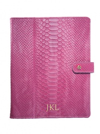 Thoughtfully designed to fold horizontally or vertically, your iPad will be protected within this python-embossed leather case with chamois-cloth lining, secure snap tab and four leather wrapped corner straps.Accommodates all iPad modelsLeather8 X 9.75Made in USAFOR PERSONALIZATION Select a quantity, then scroll down and click on PERSONALIZE & ADD TO BAG to choose and preview your personalization options. Please allow 1 week for delivery. Thoughtfully designed to fold horizontally or vertically, your iPad will be protected within this python-embossed leather case with chamois-cloth lining, secure snap tab and four leather wrapped corner straps.Accommodates all iPad modelsLeather8 X 9.75Made in USAFOR PERSONALIZATION Select a quantity, then scroll down and click on PERSONALIZE & ADD TO BAG to choose and preview your personalization options. Please allow 1 week for delivery.