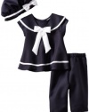 Rare Editions Girls 2-6X Nautical Capri Set, Navy/White, 2T