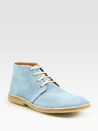 Interesting update to a classic chukka style, structured in lightweight and light-washed denim.Denim upperLeather liningPadded insoleRubber soleMade in Italy Interesting update to a classic chukka style, structured in lightweight and light-washed denim.Denim upperLeather liningPadded insoleRubber soleMade in Italy