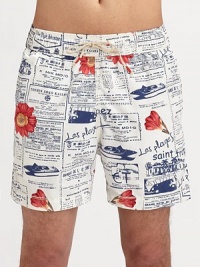 EXCLUSIVELY AT SAKS. A retro look inspired by the St. Tropez region where the label found its name, finished with a signature newspaper print and quick-dry convenience. Drawstring waist Side slash, back button pockets Inseam, about 5 Mesh lining Polyamide Hand wash Imported EXCLUSIVELY AT SAKS. A retro look inspired by the St. Tropez region where the label found its name, finished with a signature newspaper print and quick-dry convenience. Drawstring waist Side slash, back button pockets Inseam, about 5 Mesh lining Polyamide Hand wash Imported