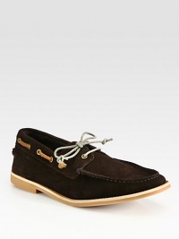 The quintessential boat shoe, crafted in smooth suede with rich, contrasting undertones in the lacing and the rubber sole, for a modern update.Suede upperLeather liningPadded insoleRubber soleImported The quintessential boat shoe, crafted in smooth suede with rich, contrasting undertones in the lacing and the rubber sole, for a modern update.Suede upperLeather liningPadded insoleRubber soleImported