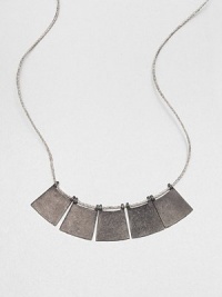 This technical, yet delicate design features five metal flags on a metallic cord. Oxide-plated flagsMetal ribbonLength, about 18Slip-on styleMade in USA This technical, yet delicate design features five metal flags on a metallic cord. Oxide-plated flagsMetal ribbonLength, about 18Slip-on styleMade in USA
