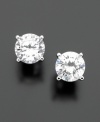 Add sparkling style and polish with round-cut cubic zirconia stud earrings (2 ct. t.w.) by B. Brilliant. Set in sterling silver with rhodium plating.