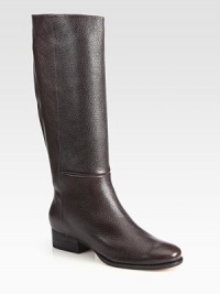 A timeless seasonal favorite rendered in pebble-grain leather with a comfortable heel. Stacked heel, 1½ (40mm)Shaft, 14¼Leg circumference, 13½Leather upperPull-on styleLeather lining and solePadded insoleImported A timeless seasonal favorite rendered in pebble-grain leather with a comfortable heel. Stacked heel, 1½ (40mm)Shaft, 14¼Leg circumference, 13½Leather upperPull-on styleLeather lining and solePadded insoleImported
