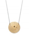 Fine craftsmanship. Giani Bernini's unique hammered circle pendant is crafted in 24k gold over sterling silver with sparkling crystal accents at the top and bottom. Pendant hangs from a delicate sterling silver chain. Approximate length: 18 inches. Approximate drop: 1 inch.