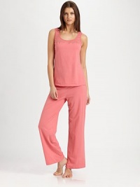 Relax in this ultra-soft design of a fine pima cotton blend with dual semi-sheer panels. Elastic waistbandInseam, about 39¾95% pima cotton/5% elastaneHand washMade in Italy Relax in this ultra-soft design of a fine pima cotton blend with dual semi-sheer panels. Elastic waistbandInseam, about 39¾95% pima cotton/5% elastaneHand washMade in Italy