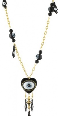 Tarina Tarantino All Eyes on You Heart and Eye Lucite Beads Chain Necklace with Swarovski Crystals Pave Tarina Tarantino All Eyes on You Heart and Eye Lucite Beads Chain Necklace with Swarovski Crystals Pave