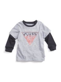 GUESS Kids Boys Triangle Long-Sleeve Tee, GREY HEATHER (12M) GUESS Kids Boys Triangle Long-Sleeve Tee, GREY HEATHER (12M)