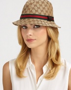 A classic fedora with plush leather trim.Brim, about 1.7565% polyester/35% cottonDry cleanMade in Italy