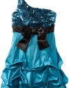 Ruby Rox Kids Girls 7-16 One-Shoulder Glitter Pick-up, Teal/Black, 10