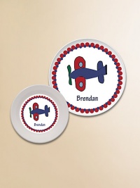 Mealtime will never be the same once your little ones have a personalized plate and bowl to sit down to...they'll be eager to sit down at their very own spot every time! And no worries about when the plate or bowl is dropped, since they're designed to withstand breakage. Mealtime will never be the same once your little ones have a personalized plate and bowl to sit down to...they'll be eager to sit down at their very own spot every time! And no worries about when the plate or bowl is dropped, since they're designed to withstand breakage.