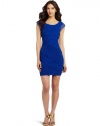 BCBGMAXAZRIA Women's Briana One Shoulder Mushroom Pleated Dress, Blue Sapphire, 2