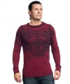 Affliction Combine Reversible Slim Fit Long Sleeve Thermal - Dirty Red/Black Lava