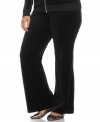 Relax in the rich comfort of MICHAEL Michael Kors' plus size velour pants, accentuated by a drawstring waist.