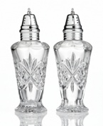 The sparkling sophistication of yesteryear makes a chic comeback with these elegant salt and pepper shakers, featuring the intricate starburst pattern of Godinger's popular Dublin crystal serveware collection.