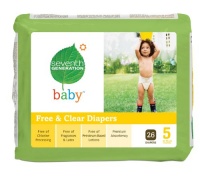 Seventh Generation Free and Clear Baby Diapers, Stage 5, 26 Count (Pack of 4)