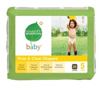 Seventh Generation Free and Clear Baby Diapers, Stage 5, 26 Count (Pack of 4) Seventh Generation Free and Clear Baby Diapers, Stage 5, 26 Count (Pack of 4)