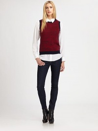 This lightweight cotton/cashmere pullover works as a perfect layering piece over tops or dresses.CrewneckSleevelessRibbed trim70% cotton/30% cashmereDry cleanImportedModel shown is 5'10 (177cm) wearing US size Small. This lightweight cotton/cashmere pullover works as a perfect layering piece over tops or dresses.CrewneckSleevelessRibbed trim70% cotton/30% cashmereDry cleanImportedModel shown is 5'10 (177cm) wearing US size Small.