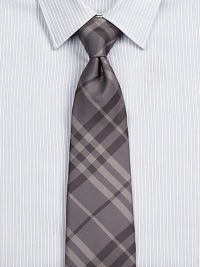 Iconic check pattern in a sophisticated palette on fine Mulberry silk.About 3½ wideSilkDry cleanMade in Italy Iconic check pattern in a sophisticated palette on fine Mulberry silk.About 3½ wideSilkDry cleanMade in Italy