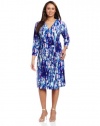 Jones New York Women's Plus-Size Knit Long Sleeve Wrap Dress