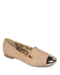 A gilded cap toe lends a modern touch to Sam Edelman's snake embossed Aster flats, a lé smoking silhouette with cool-girl appeal. A gilded cap toe lends a modern touch to Sam Edelman's snake embossed Aster flats, a lé smoking silhouette with cool-girl appeal.