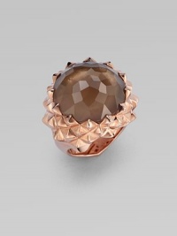 From the Superstud Collection. A faceted dome of deeply toned smoky quartz is layered over mother-of-pearl, creating richness and depth in this striking ring with a spiky zigzag setting.Smoky quartz and white mother-of-pearlRose goldplated sterling silverWidth, about 1Imported