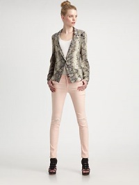 The classic single-button blazer, updated in an eye-popping snake-print silk.Notch collarLong sleevesSingle button closureSlash pocketsVented backAbout 25 from shoulder to hemSilkDry cleanImportedModel shown is 5'10 (177cm) wearing US size Small. The classic single-button blazer, updated in an eye-popping snake-print silk.Notch collarLong sleevesSingle button closureSlash pocketsVented backAbout 25 from shoulder to hemSilkDry cleanImportedModel shown is 5'10 (177cm) wearing US size Small.