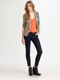 Fitted and feminine in cotton sateen, highlighted in bold cheetah print.Foldover lapelDefined shouldersSnap-button closureFront flap pocketsPrincess seamsAbout 24¾ from shoulder to hem97% cotton/3% spandexDry cleanImportedModel shown is 5'9 (175cm) wearing US size 4. Fitted and feminine in cotton sateen, highlighted in bold cheetah print.Foldover lapelDefined shouldersSnap-button closureFront flap pocketsPrincess seamsAbout 24¾ from shoulder to hem97% cotton/3% spandexDry cleanImportedModel shown is 5'9 (175cm) wearing US size 4.