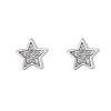 .925 Sterling Silver Rhodium Plated Star CZ Stud Earrings with Screw-back for Children & Women