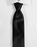 EXCLUSIVELY OURS. An elegant standard of menswear dressing in black silk satin. SilkDry cleanMade in USA