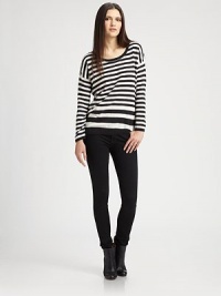 Stunning stripes and dropped shoulders enliven this comfy cotton boatneck. BoatneckDropped shouldersLong sleevesCottonDry cleanImportedModel shown is 5'10 (177cm) wearing US size 4. Stunning stripes and dropped shoulders enliven this comfy cotton boatneck. BoatneckDropped shouldersLong sleevesCottonDry cleanImportedModel shown is 5'10 (177cm) wearing US size 4.