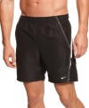 Solid volley swim trunk by Nike with contrast stitching for fashionable style.