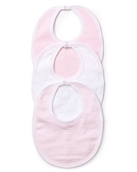 Bundled in a chic logo bag, this adorable bib set makes dinnertime a more stylish affair. Bundled in a chic logo bag, this adorable bib set makes dinnertime a more stylish affair.